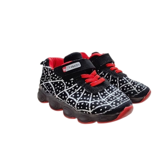 Spider Net Kids LOw Top Sneakers with, LED Light for Boys Light Up Toddler Shoes - Picture 2 of 10